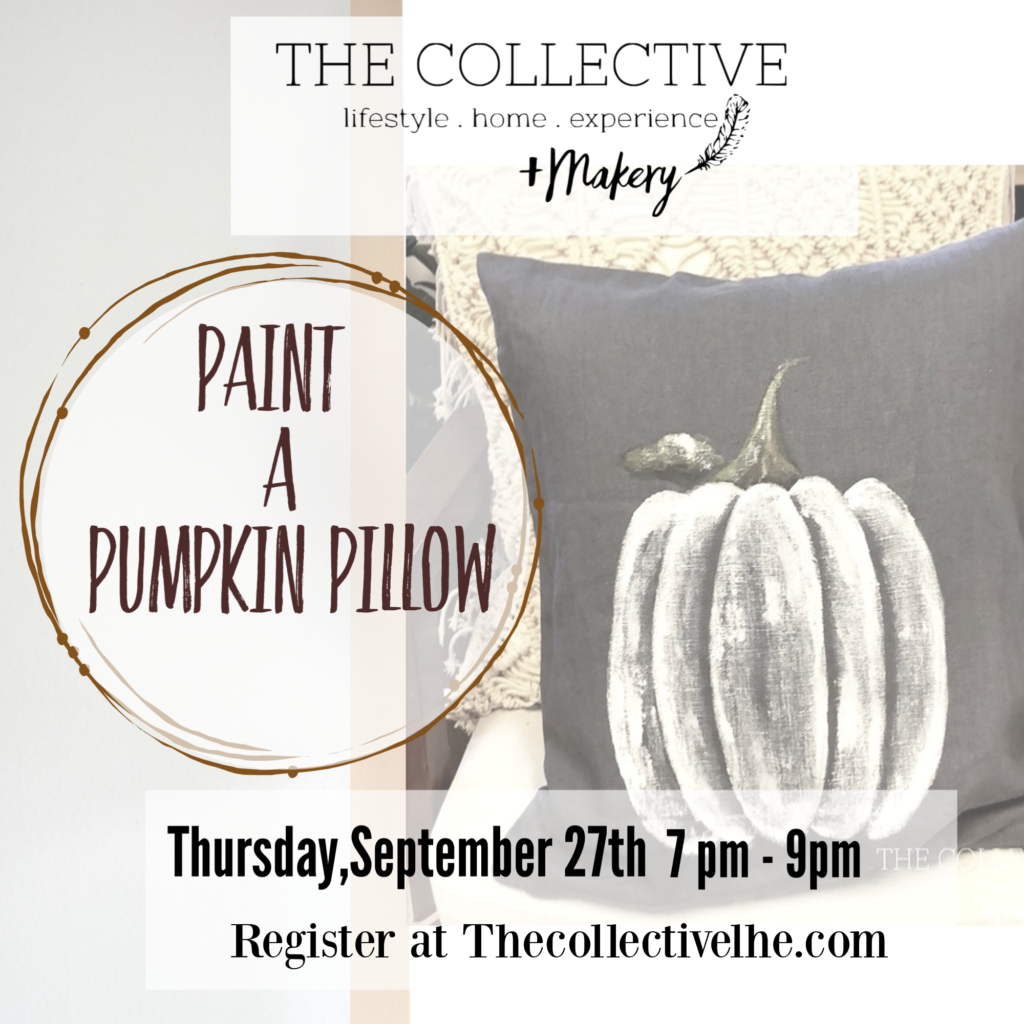Paint a pumpkin pillow At The Collective lhe Makery