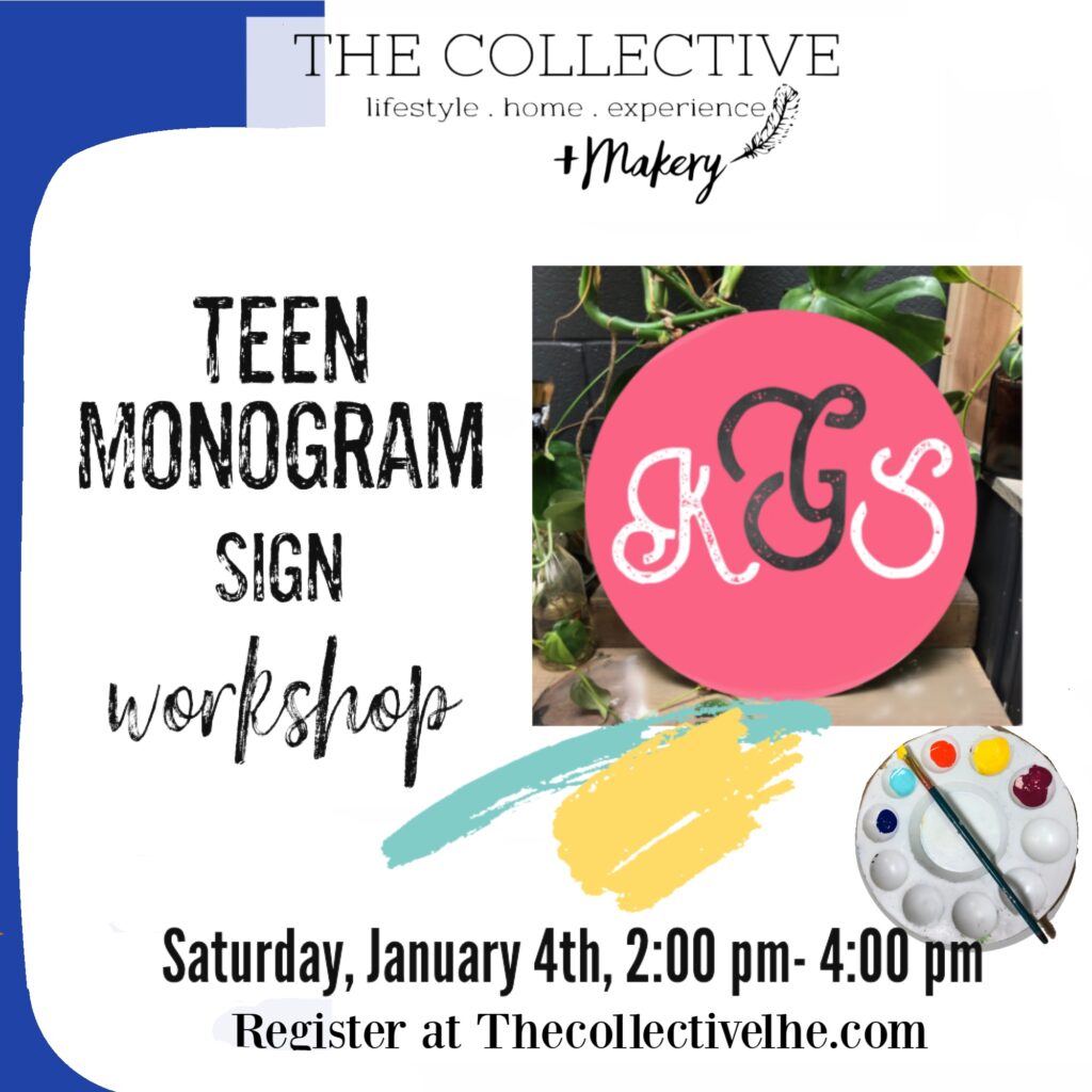 Teen monogram sign workshop